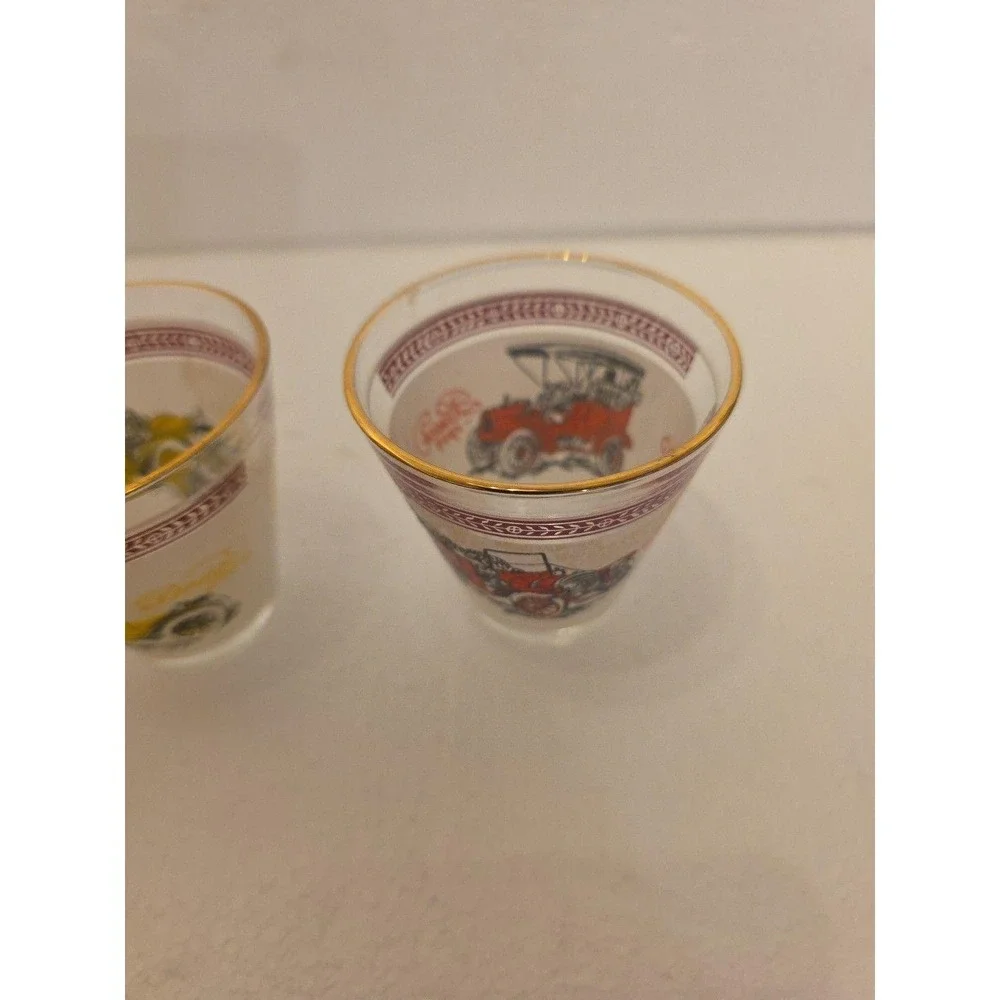 Vintage Hazel Atlas Antique Car Low Ball‎ Glasses - Set of 3